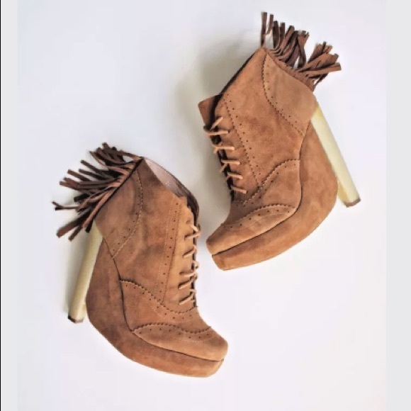 New! PLOMO CELIA SUEDE FRINGE BOOTIES - Picture 1 of 1